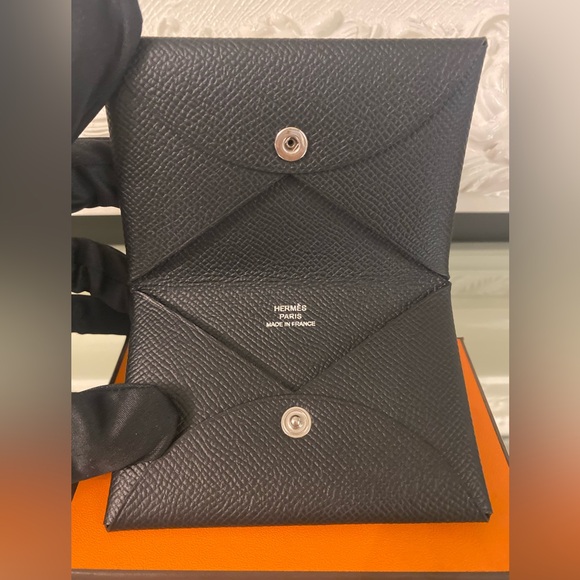 ❌SOLD❌Brand New Authentic Hermes Calvi Card Holder Wallet Epsom Calfskin Leather - Picture 4 of 7
